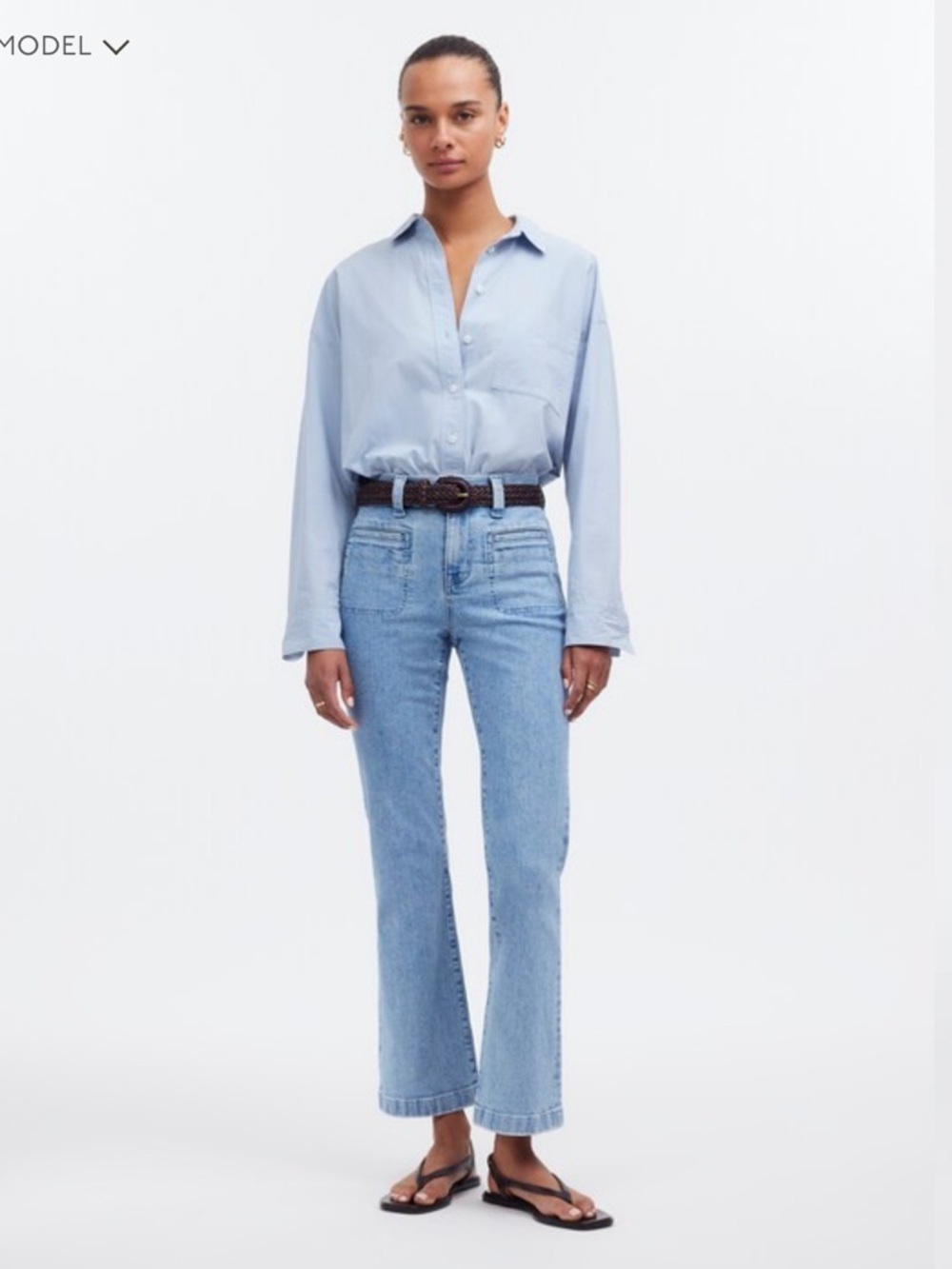 Madewell Kick Out Crop Jeans Light Blue Bootcut Jeans Style Nq166